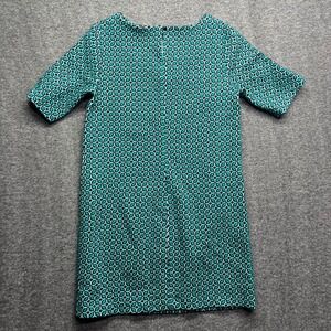 Banana Republic Dress Womens XS Teal Shift Geometric Tile Print Short Sleeve